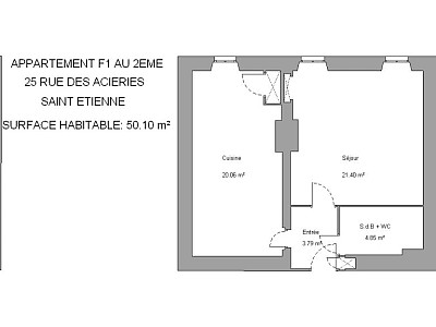 APPARTEMENT T1 A LOUER - ST ETIENNE ZENITH - 46.88 m2 - 535 € charges comprises par mois