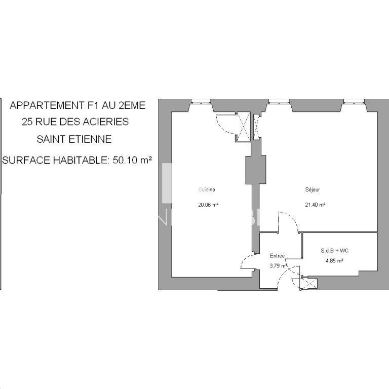 APPARTEMENT T1 A LOUER - ST ETIENNE ZENITH - 46.88 m2 - 535�&euro; charges comprises par mois